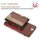 For iPhone 8 Plus / 7 Plus Zipper Horizontal Magnetic Card Bag RFID MagSafe Phone Case(Brown) - 2