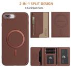 For iPhone 8 Plus / 7 Plus Zipper Horizontal Magnetic Card Bag RFID MagSafe Phone Case(Brown) - 3