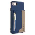 For iPhone 8 / 7 / 6 Zipper Horizontal Magnetic Card Bag RFID MagSafe Phone Case(Dark Blue) - 1