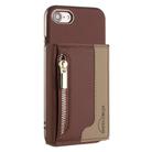 For iPhone 8 / 7 / 6 Zipper Horizontal Magnetic Card Bag RFID MagSafe Phone Case(Brown) - 1