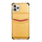 For iPhone 11 Pro Flip Card Bag Copper Buckle TPU + PU Leather Back Cover Shockproof Case with Card Slots & Photo Frame(Yellow) - 1