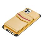 For iPhone 11 Pro Flip Card Bag Copper Buckle TPU + PU Leather Back Cover Shockproof Case with Card Slots & Photo Frame(Yellow) - 3