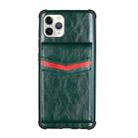 For iPhone 11 Pro Max Flip Card Bag Copper Buckle TPU + PU Leather Back Cover Shockproof Case with Card Slots & Photo Frame(Dark Green) - 1
