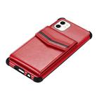 For iPhone 12 / 12 Pro Flip Card Bag Copper Buckle TPU + PU Leather Back Cover Shockproof Case with Card Slots & Photo Frame(Red) - 3