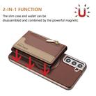 For Samsung Galaxy S21 5G Zipper Horizontal Magnetic Card Bag RFID MagSafe Phone Case(Brown) - 2