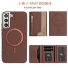 For Samsung Galaxy S21 5G Zipper Horizontal Magnetic Card Bag RFID MagSafe Phone Case(Brown) - 3