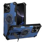 For iPhone 16 Pro Max Shockproof Kickstand Metallic Shaft MagSafe Phone Case(Blue) - 1