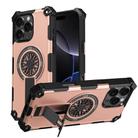 For iPhone 16 Pro Max Shockproof Kickstand Metallic Shaft MagSafe Phone Case(Rose Gold) - 1
