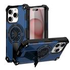 For iPhone 15 Pro Max Shockproof Kickstand Metallic Shaft MagSafe Phone Case(Blue) - 1