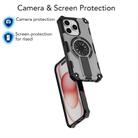 For iPhone 15 Pro Max Shockproof Kickstand Metallic Shaft MagSafe Phone Case(Silver) - 3