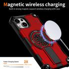 For iPhone 15 Shockproof Kickstand Metallic Shaft MagSafe Phone Case(Red) - 3