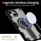 For iPhone 15 Shockproof Kickstand Metallic Shaft MagSafe Phone Case(Silver) - 3