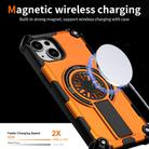 For iPhone 15 Shockproof Kickstand Metallic Shaft MagSafe Phone Case(Orange) - 3