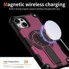For iPhone 15 Shockproof Kickstand Metallic Shaft MagSafe Phone Case(Purple) - 3
