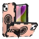 For iPhone 14 Plus Shockproof Kickstand Metallic Shaft MagSafe Phone Case(Rose Gold) - 1