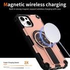 For iPhone 14 Shockproof Kickstand Metallic Shaft MagSafe Phone Case(Rose Gold) - 3