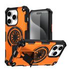 For iPhone 14 Pro Shockproof Kickstand Metallic Shaft MagSafe Phone Case(Orange) - 1