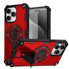 For iPhone 14 Pro Max Shockproof Kickstand Metallic Shaft MagSafe Phone Case(Red) - 1