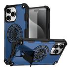 For iPhone 14 Pro Max Shockproof Kickstand Metallic Shaft MagSafe Phone Case(Blue) - 1