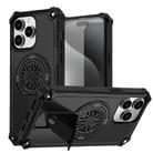 For iPhone 14 Pro Max Shockproof Kickstand Metallic Shaft MagSafe Phone Case(Black) - 1