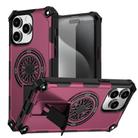 For iPhone 14 Pro Max Shockproof Kickstand Metallic Shaft MagSafe Phone Case(Purple) - 1