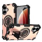 For iPhone 17 Shockproof Kickstand Metallic Shaft MagSafe Phone Case(Rose Gold) - 1