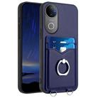For vivo V50 / V50e R20 Ring Card Holder Phone Case(Blue) - 1