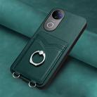 For vivo V50 / V50e R20 Ring Card Holder Phone Case(Green) - 2