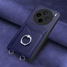 For vivo X200s R20 Ring Card Holder Phone Case(Blue) - 2