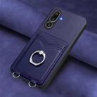 For Samsung Galaxy M56 5G R20 Ring Card Holder Phone Case(Blue) - 2