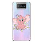 For Asus Zenfone 7 Pro ZS671KS Shockproof Painted Transparent TPU Protective Case(Little Pink Elephant) - 1