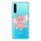 For OnePlus Nord Shockproof Painted Transparent TPU Protective Case(Little Pink Elephant) - 1