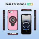 For iPhone 16e TPU Hybrid PC Magnetic Holder Phone Case(Pink) - 2
