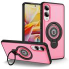 For Samsung Galaxy S25 Edge 5G TPU Hybrid PC Magnetic Holder Phone Case(Pink) - 1