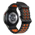 For Samsung Galaxy Watch 7 40 / 44mm Ocean Dual-Row Hole Two Color Silicone Watch Band(Black Orange) - 2