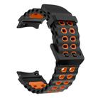For Samsung Galaxy Watch 7 40 / 44mm Ocean Dual-Row Hole Two Color Silicone Watch Band(Black Orange) - 3