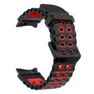 For Samsung Galaxy Watch 7 40 / 44mm Ocean Dual-Row Hole Two Color Silicone Watch Band(Black Red) - 3