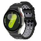 For Samsung Galaxy Watch 7 40 / 44mm Ocean Dual-Row Hole Two Color Silicone Watch Band(Black Grey) - 1