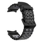 For Samsung Galaxy Watch 7 40 / 44mm Ocean Dual-Row Hole Two Color Silicone Watch Band(Black Grey) - 3