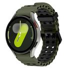 For Samsung Galaxy Watch 7 40 / 44mm Ocean Dual-Row Hole Two Color Silicone Watch Band(Army Green Black) - 1