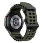 For Samsung Galaxy Watch 7 40 / 44mm Ocean Dual-Row Hole Two Color Silicone Watch Band(Army Green Black) - 2