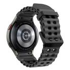 For Samsung Galaxy Watch 7 40 / 44mm Ocean Dual-Row Hole Two Color Silicone Watch Band(Black) - 2