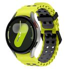For Samsung Galaxy Watch 7 40 / 44mm Ocean Dual-Row Hole Two Color Silicone Watch Band(Lime Gray) - 1