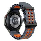 For Samsung Galaxy Watch 7 40 / 44mm Ocean Dual-Row Hole Two Color Silicone Watch Band(Space Gray Orange) - 2