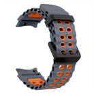 For Samsung Galaxy Watch 7 40 / 44mm Ocean Dual-Row Hole Two Color Silicone Watch Band(Space Gray Orange) - 3