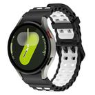 For Samsung Galaxy Watch 7 40 / 44mm Ocean Dual-Row Hole Two Color Silicone Watch Band(Black White) - 1