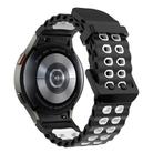 For Samsung Galaxy Watch 7 40 / 44mm Ocean Dual-Row Hole Two Color Silicone Watch Band(Black White) - 2