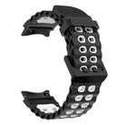 For Samsung Galaxy Watch 7 40 / 44mm Ocean Dual-Row Hole Two Color Silicone Watch Band(Black White) - 3