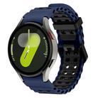 For Samsung Galaxy Watch 7 40 / 44mm Ocean Dual-Row Hole Two Color Silicone Watch Band(Midnight Blue Black) - 1