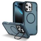 For iPhone 16 Pro Max Defend 3 in 1 Rugged MagSafe Magnetic Holder Phone Case(Royal Blue + Blue) - 1
